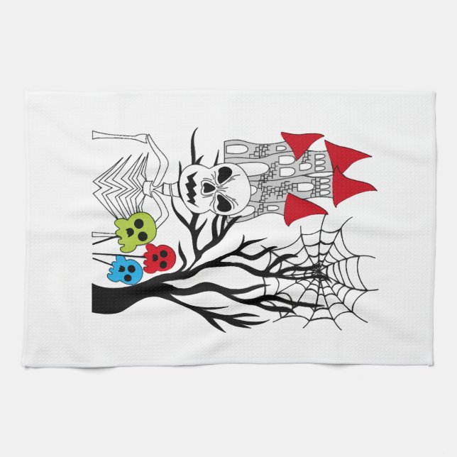 Paño De Cocina esqueleto de Halloween (Horizontal)