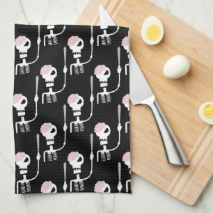 Paño De Cocina esqueleto de Halloween con una espada 