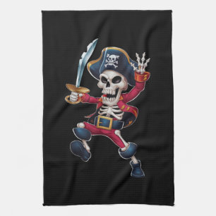 Paño De Cocina Esqueleto Pirata Bailando Halloween Niños Jolly Ro