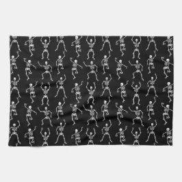Paño De Cocina Esqueletos de baile espeluznantes en blanco y negr