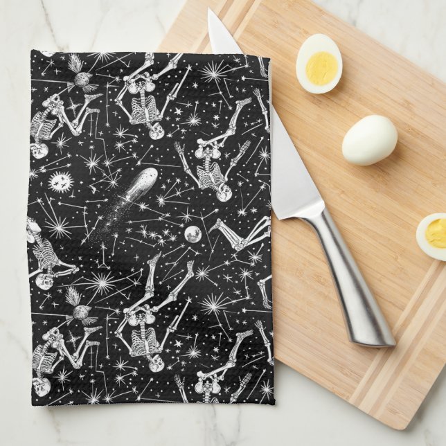 Paño De Cocina Esqueletos en el fondo del espacio (Doblado Cuarto)