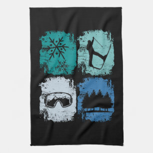 Paño De Cocina Esquiadores Deportes de Invierno