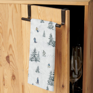 Paño De Cocina Esquíes alpinos y yetis ocultos - Esquí cuesta aba