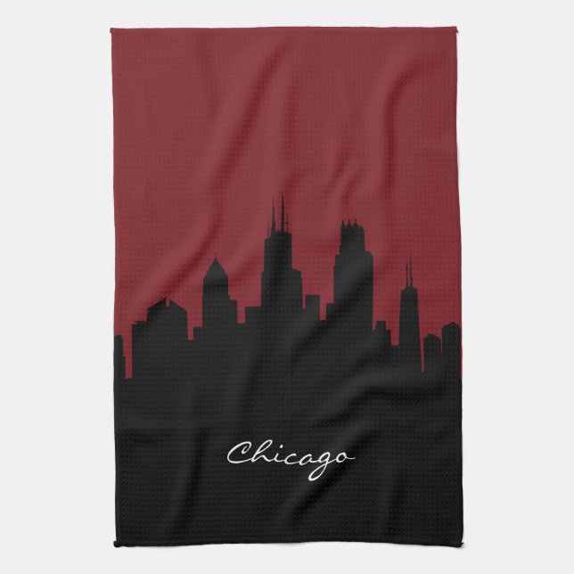 Paño De Cocina Esquina de Chicago| Rojo oscuro (Vertical)