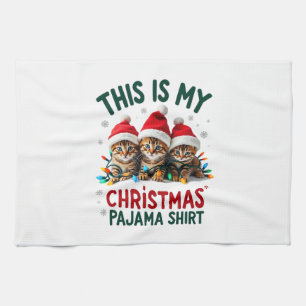 Paño De Cocina Esta es mi camisa de pijama de Navidad Gato Amante