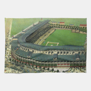 Paño De Cocina Estadio Vintage de Béisbol Deportivo, Vista Aérea