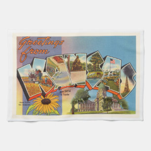 Paño De Cocina Estado del recuerdo viejo del viaje del vintage de