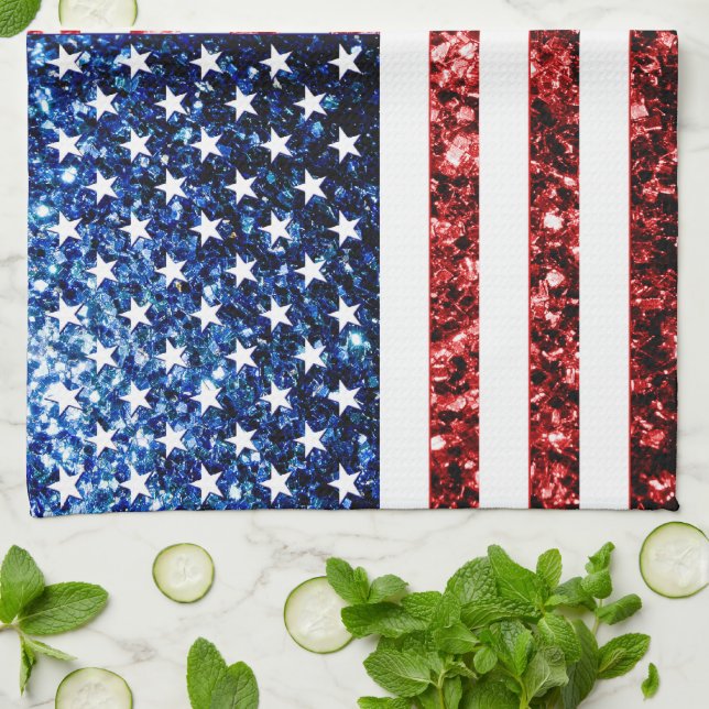 Paño De Cocina Estados Unidos bandera azul rojo brillante purpuri (Doblado)
