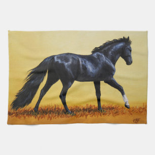 Paño De Cocina Estallido negro de caballo en marcha