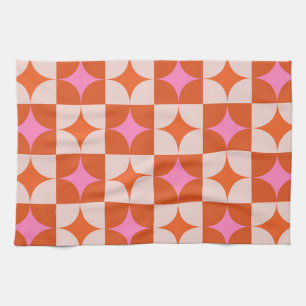 Paño De Cocina Estallidos de estrellas rosa naranja de mediados d
