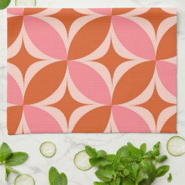 Paño De Cocina Estallidos de mediados de siglo en círculos Naranj