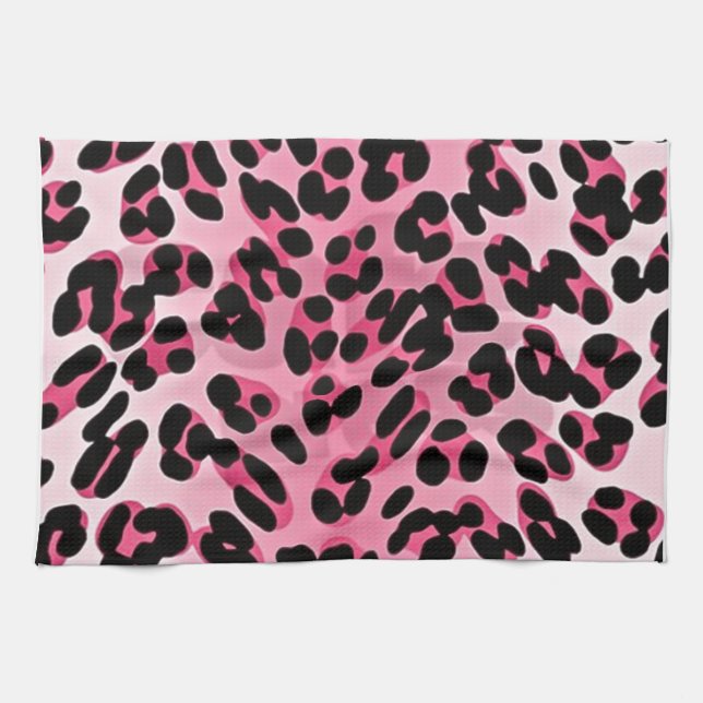 Paño De Cocina Estampa de Guepardo Rosa RAB Rockabilly (Horizontal)