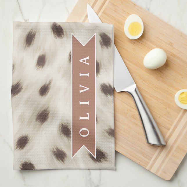 Paño De Cocina Estampado de Animal Leopardo Neutral Chic Personal (Doblado Cuarto)