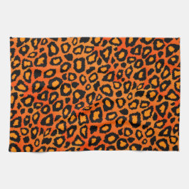 Paño De Cocina Estampado de animales anaranjado negro y brillante