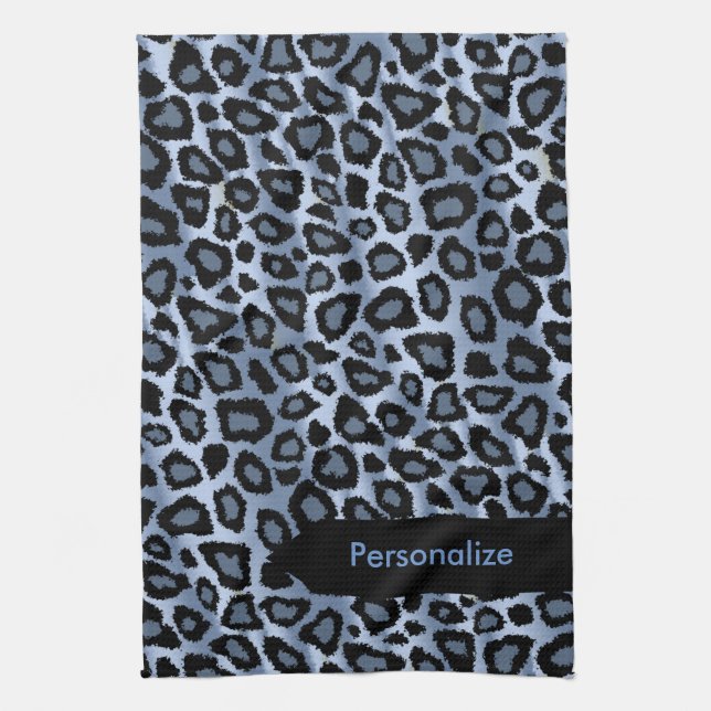 Paño De Cocina Estampado de animales azul del leopardo del safari (Vertical)