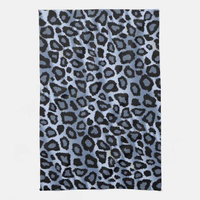 Paño De Cocina Estampado de animales azul y negro del leopardo