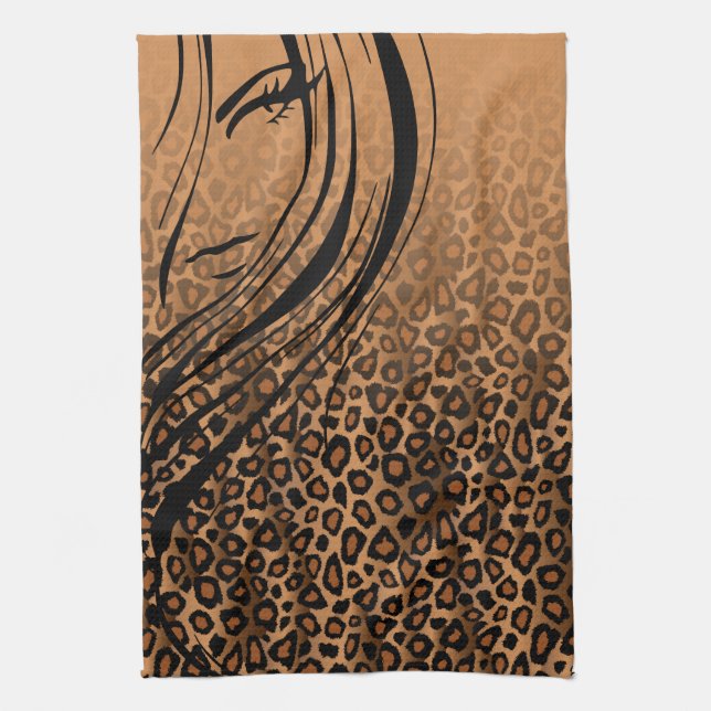 Paño De Cocina Estampado de animales del leopardo del moreno del (Vertical)