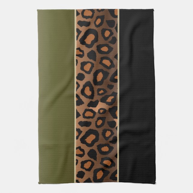 Paño De Cocina Estampado de animales del leopardo del verde verde (Vertical)