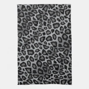 Paño De Cocina Estampado de animales gris y negro del leopardo