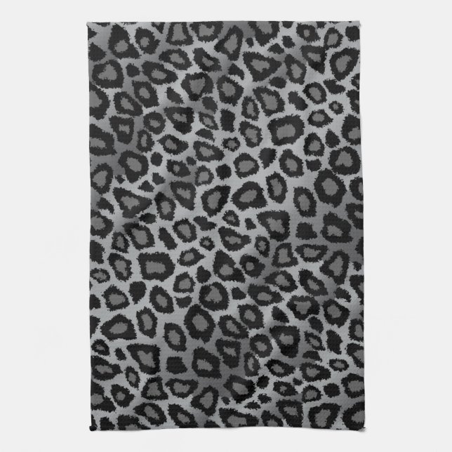 Paño De Cocina Estampado de animales gris y negro del leopardo (Vertical)