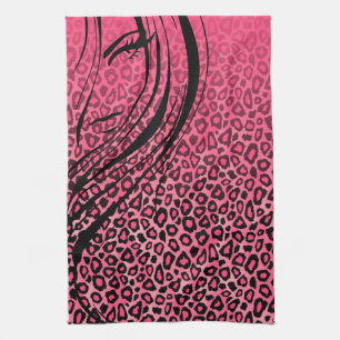Paño De Cocina Estampado de animales rosado del leopardo del