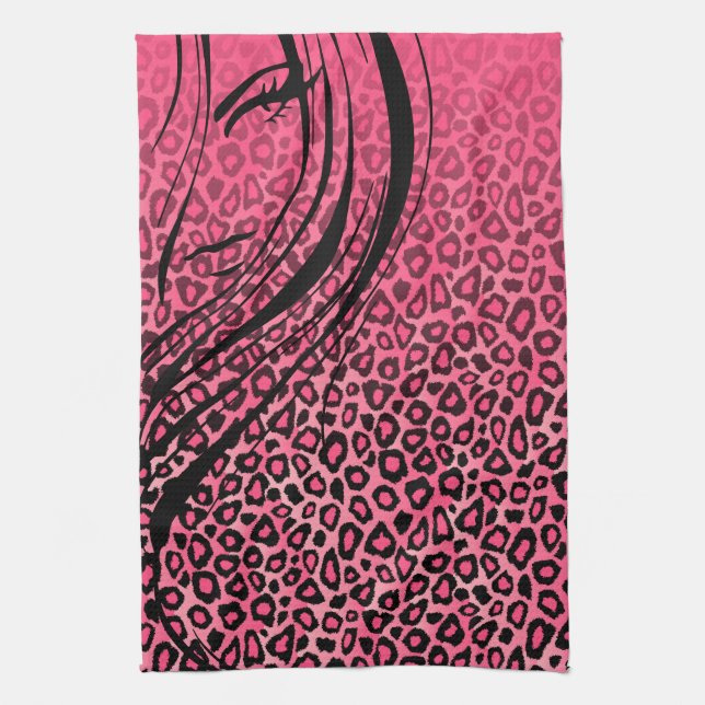 Paño De Cocina Estampado de animales rosado del leopardo del (Vertical)