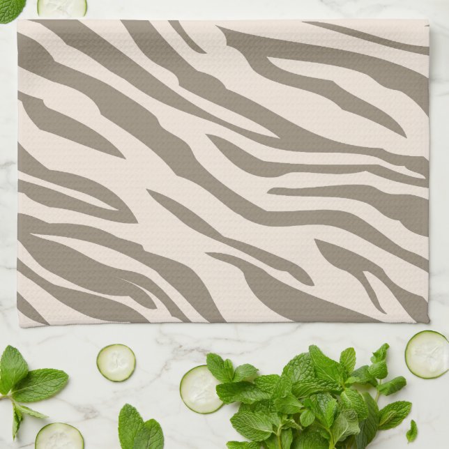 Paño De Cocina Estampado de cebra marrón blanco crema (Doblado)