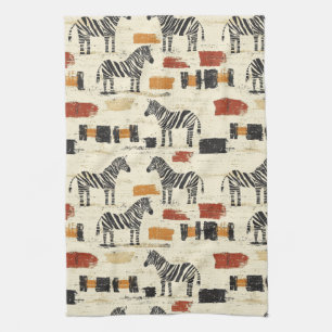 Paño De Cocina Estampado de cebra vintage rústico boho safari