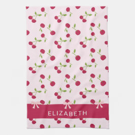 Paño De Cocina Estampado de cereza lindo coqueto rosa personaliza