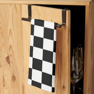 Paño De Cocina Estampado de cuadros negros y blancos