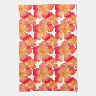 Paño De Cocina Estampado de flores anaranjado del Oleander