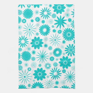 Paño De Cocina Estampado de flores de la turquesa