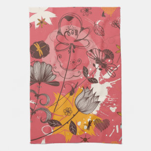 Paño De Cocina Estampado de flores retro
