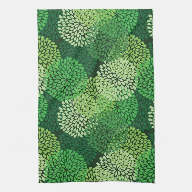 Paño De Cocina Estampado de flores verde (Vertical)