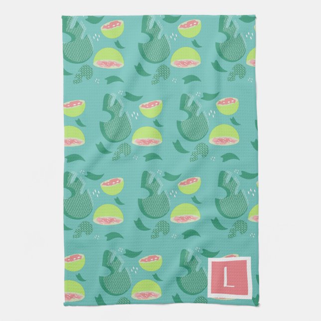 Paño De Cocina Estampado de Frutas Verde Rosa Guayaba (Vertical)