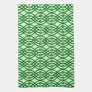 Paño De Cocina Estampado de kimono, verde claro y oscuro