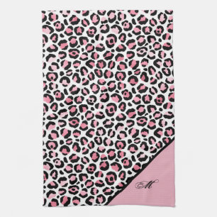 Paño De Cocina Estampado de leopardo en rosa blanco y negro con m