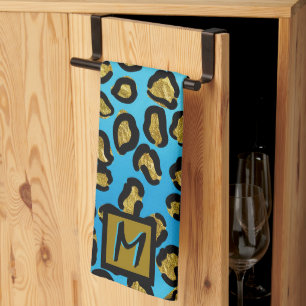 Paño De Cocina Estampado de leopardo exótico inicial personalizad