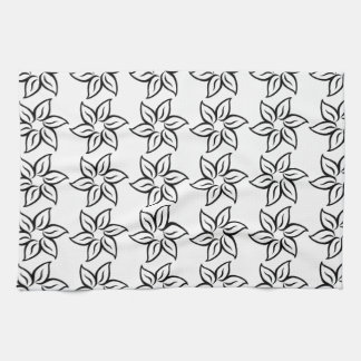 Paño De Cocina Estampado de plores rizado - negro en blanco