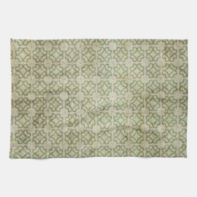 Paño De Cocina Estampado de plores verde del Grunge (Horizontal)