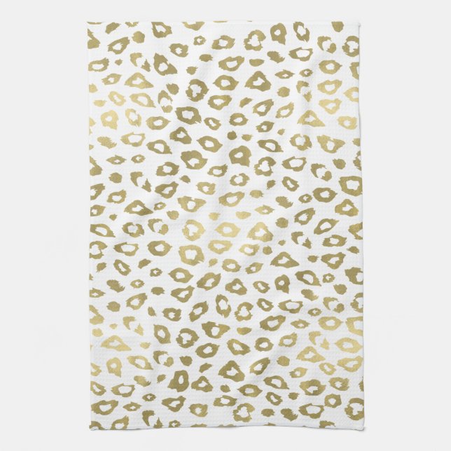 Paño De Cocina Estampado leopardo blanco de Ombre del oro (Vertical)