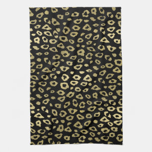 Paño De Cocina Estampado leopardo negro de Ombre del oro