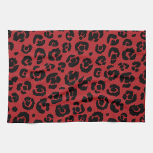 Paño De Cocina Estampado leopardo negro rojo