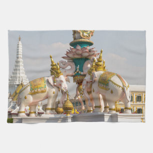 Paño De Cocina Estatua de elefantes rosados Bangkok Tailandia