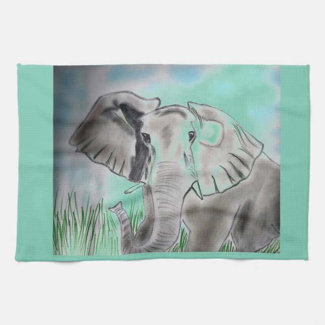 Paño De Cocina Estera de lugar del diseño del elefante (Horizontal)
