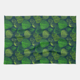 Paño De Cocina Estética biofílica hojas de esqueleto verde oscuro