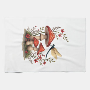 Paño De Cocina Estética Cottagecore Dragonfly Hongo Witchy Fl