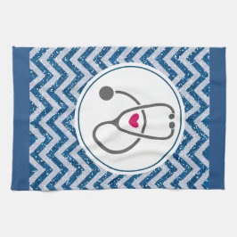 Paño De Cocina Estetoscopio de Enfermería gris simple con corazón