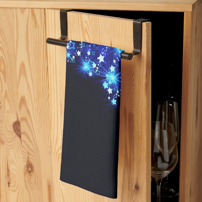 Paño De Cocina estilizado árbol de Navidad SlipperyJoe azul brill (Pliegue de tercios)