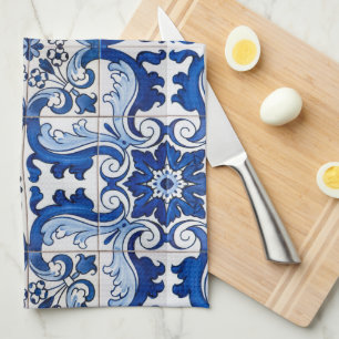 Paño De Cocina Estilo Azulejo de azulejos con vidrio portugués